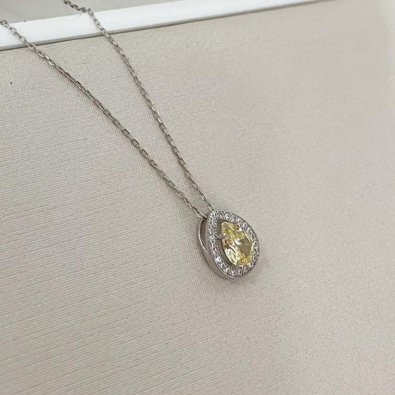 Gargantilha Prata Gota Amarela 5mm 45cm