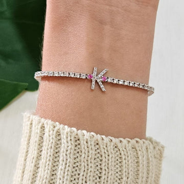 Pulseira Prata Riviera Letra K