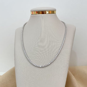 Gargantilha Prata Riviera Cristal 40cm 2mm