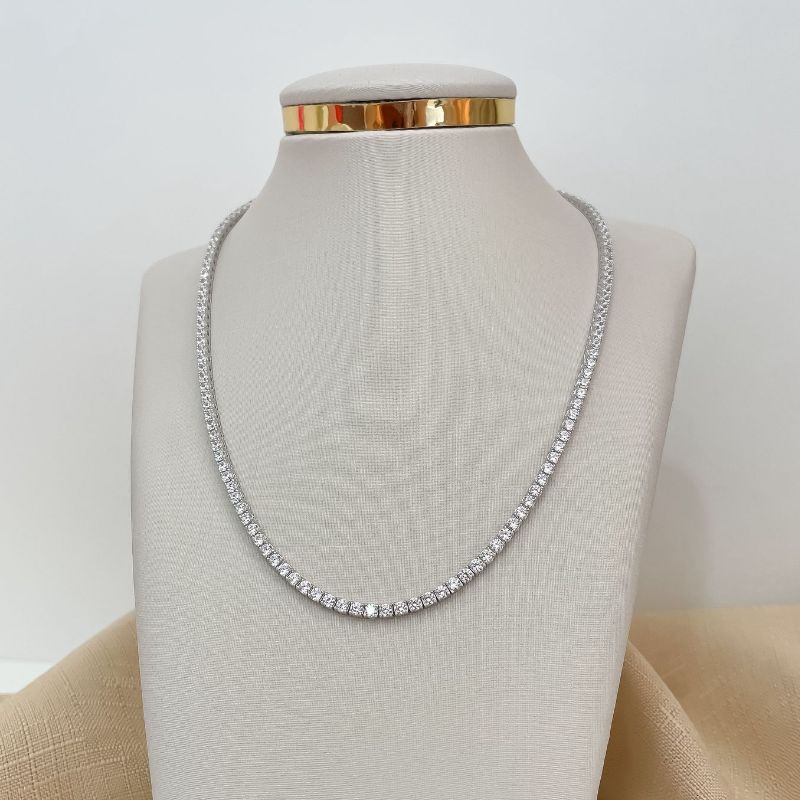 Gargantilha Prata Riviera Cristal 40cm 2mm