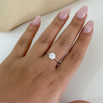 Anel Prata Solitário Moissanite 6.5mm