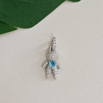 Pingente Prata Menino Coração Azul
