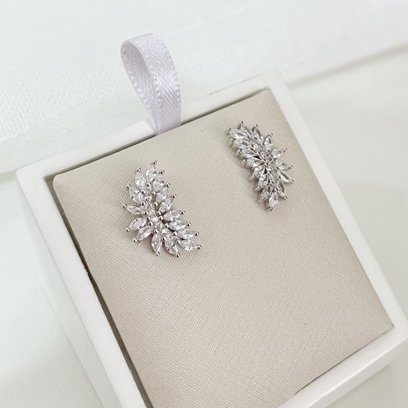 Brinco Prata Earcuff Pedra Cristal