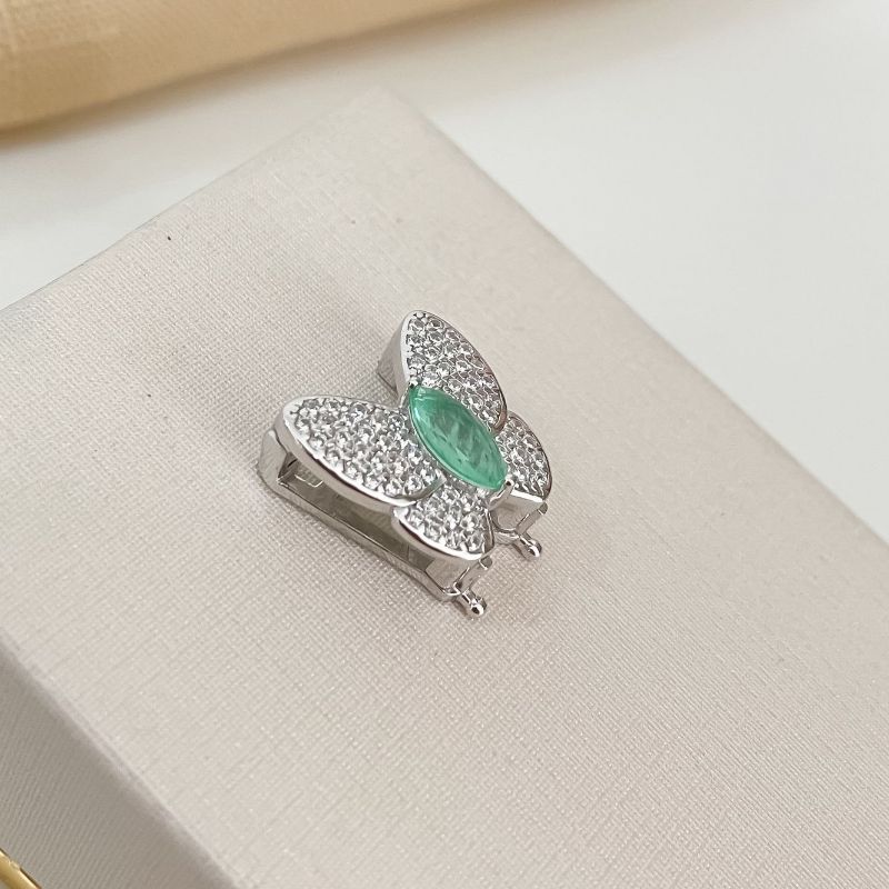 Pingente Prata Pulseira Borboleta Verde Claro
