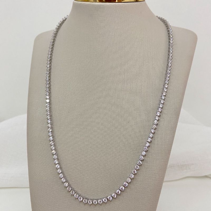 Gargantilha Prata Riviera Cristal 2.5mm 45cm