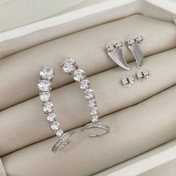 Brinco Prata Earcuff em Pedras 7 Mm