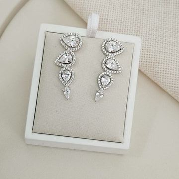 Brinco Prata Earcuff 4 Pedras Cravejado