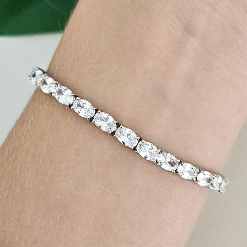 Pulseira Prata Riviera Cristal 4mm