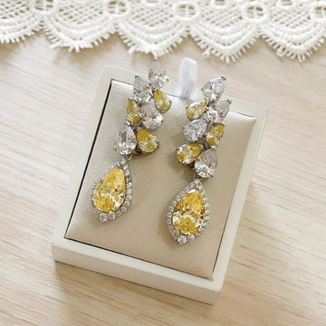 Brinco Prata Earcuff em Pedras Crstl Amarl 8mm