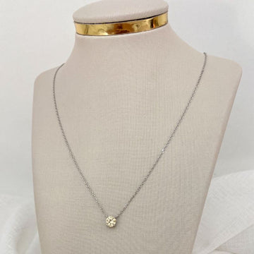 Gargantilha Prata Ponto Luz Amarelo 6mm