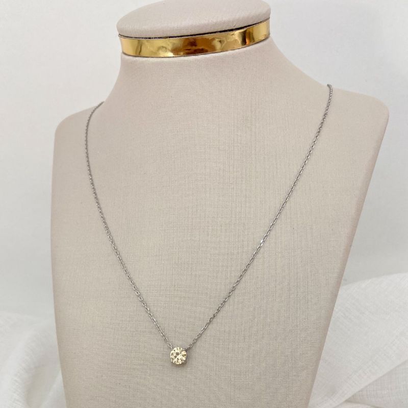 Gargantilha Prata Ponto Luz Amarelo 6mm