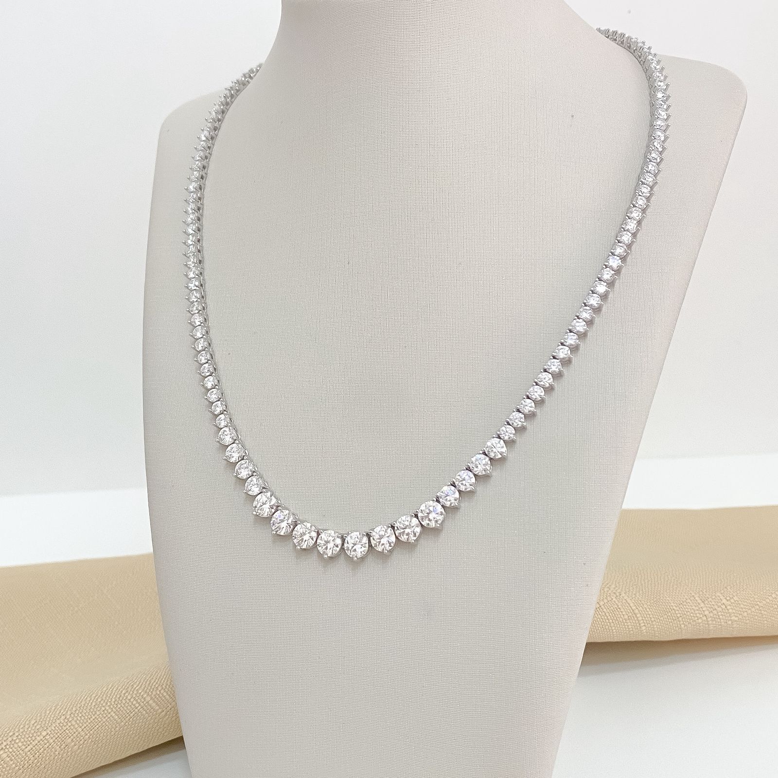 Gargantilha Prata Riviera Cristal 3g 42cm 5mm Moissanite