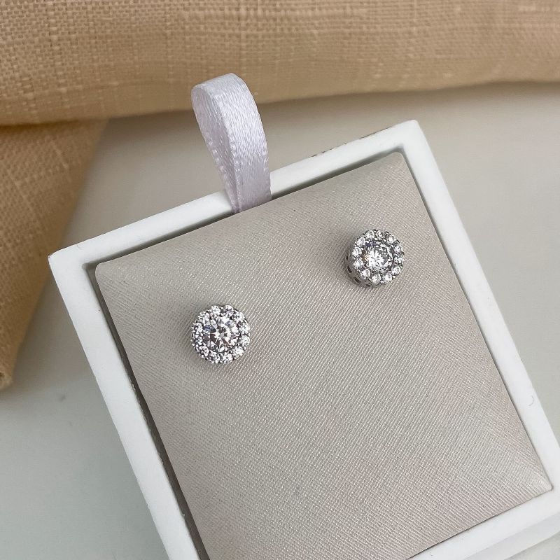 Brinco Prata Pedra Cristal Cravejada