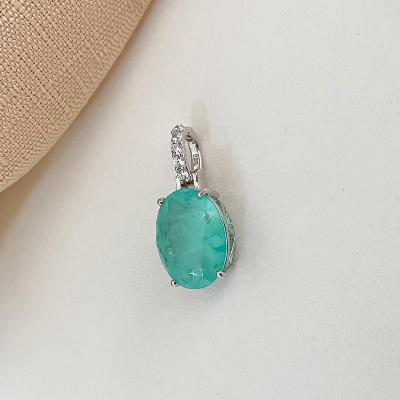 Pingente Prata Pedra 12x16mm