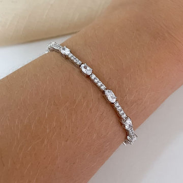 Pulseira Prata Reviera P Cristal Cravejada