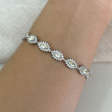 Pulseira Prata Pedras Amarelo Claro
