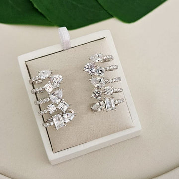 Brinco Prata Earcuff Pedras Cravejado 5mm