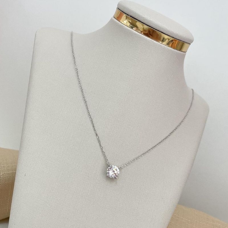 Gargantilha Prata Ponto de Luz 8mm Moissanite