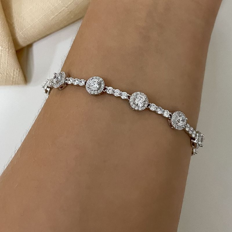 Pulseira Prata Riviera Pedra Cravejada