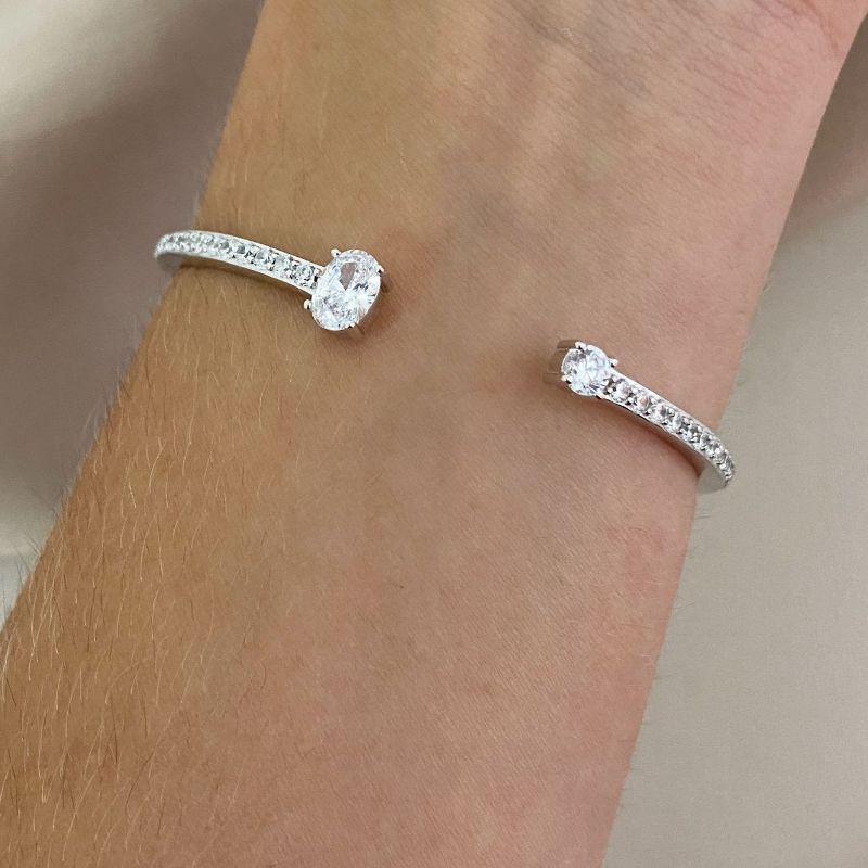 Bracelete Prata 2 Pedra Cravejada