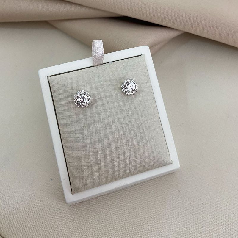 Brinco Prata Pedra Cristal Cravejada