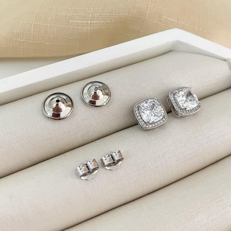 Brinco Prata Pedra Cristal Cravejado 8mm