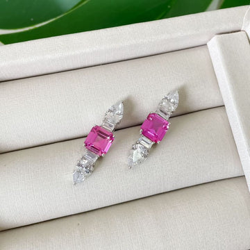 Brinco Prata Earcuff Rosa