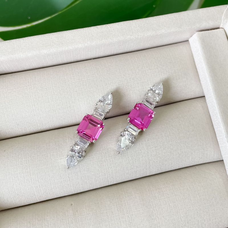 Brinco Prata Earcuff Rosa