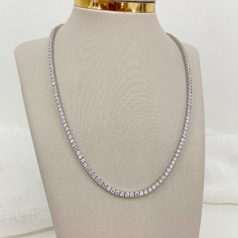 Gargantilha Prata Riviera Cristal 2,5mm 45cm