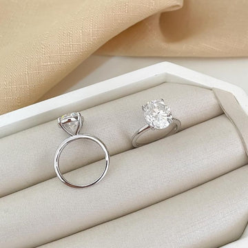 Anel Prata Solitário 10x12mm Moissanite