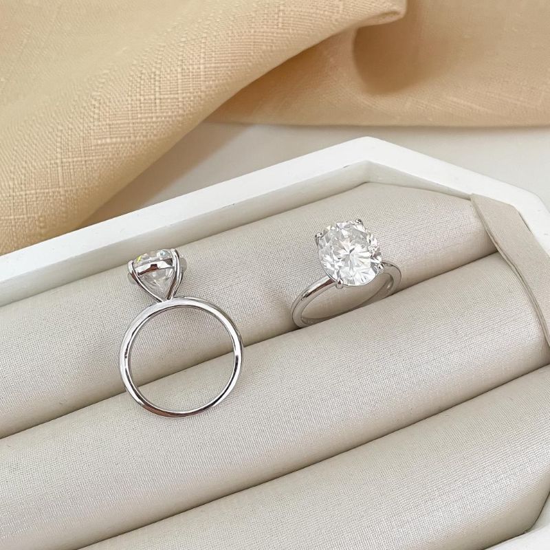 Anel Prata Solitário 10x12mm Moissanite