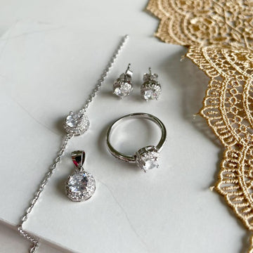 Conjunto Prata Pedras
