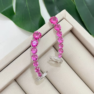 Brinco Prata Earcuff Rosa 7mm