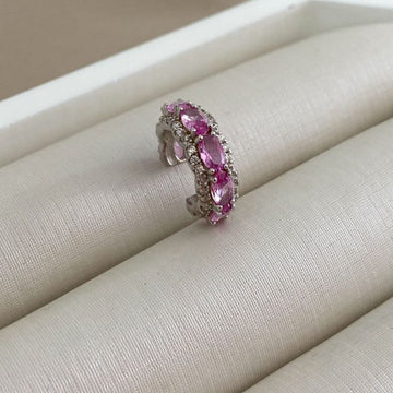 Piercing Prata Pedras Rosa Cravejado