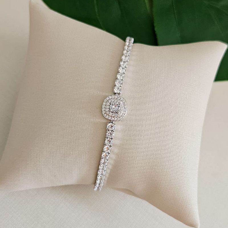 Pulseira Prata Pedra Cravejada