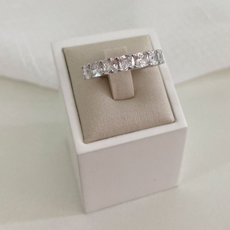 Anel Prata Cristal 4mm