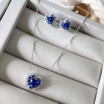 Conjunto Prata Coracao Cravejado