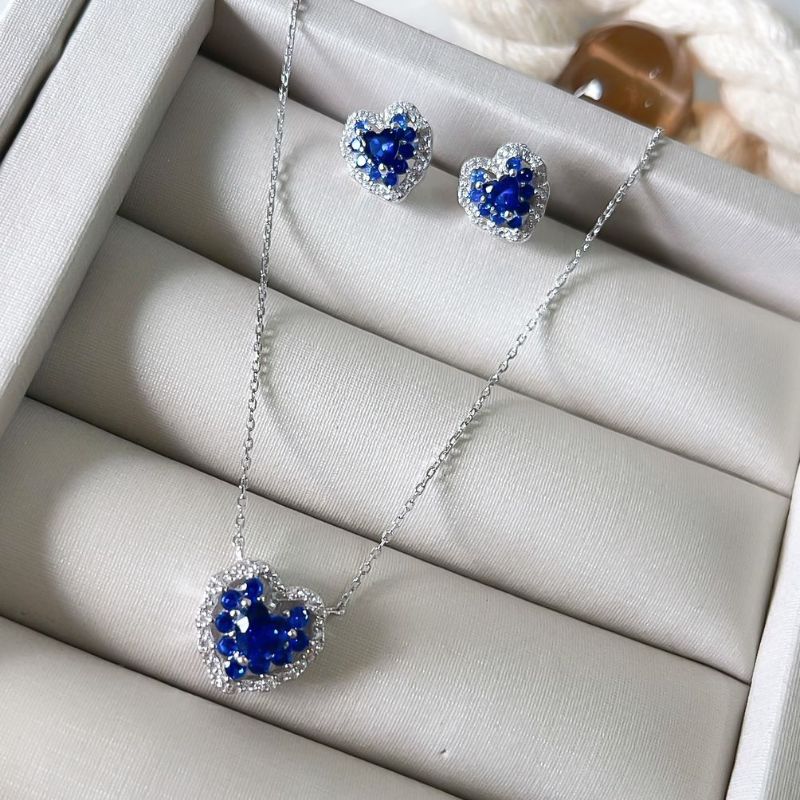 Conjunto Prata Coracao Cravejado