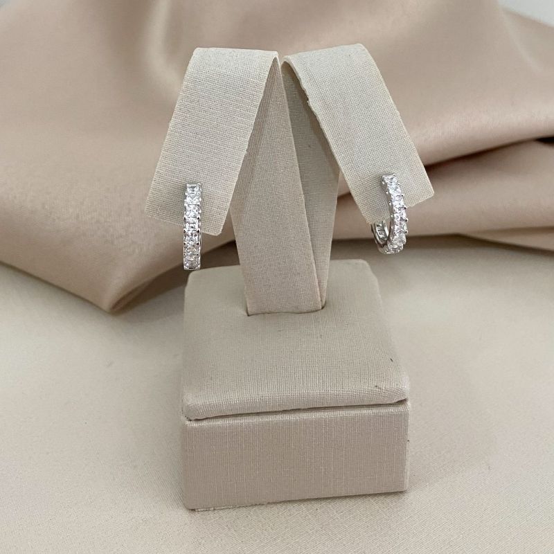 Argola Prata Rm Pedras Cristais 2mm