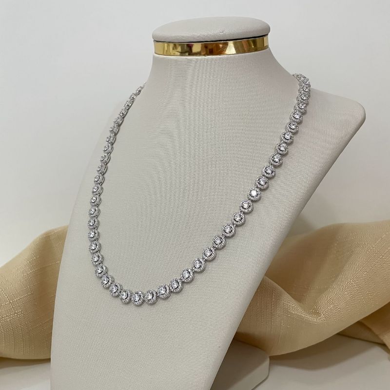 Gargantilha Prata em Pedras Cravejada 42m 3mm