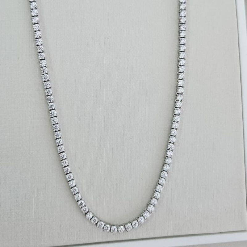 Gargantilha Prata Riviera Cristal 3mm