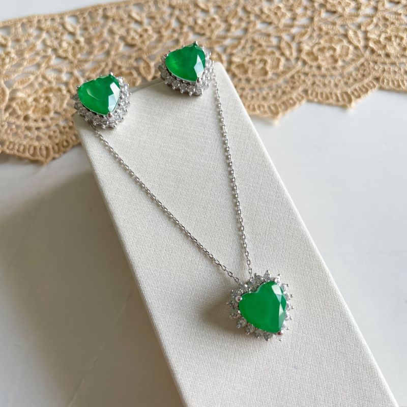 Conjunto Prata Coração Cravejado