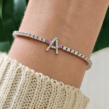 Pulseira Prata Riviera Letra A