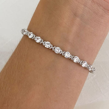 Pulseira Prata Cravejado Cristal 18cm 4mm