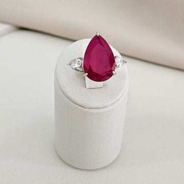 Anel Prata Pedra Gota
