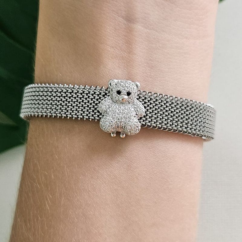 Pingente Prata Pulseira Urso