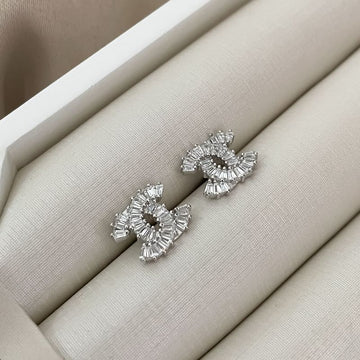 Brinco Prata Chanel em Pedras