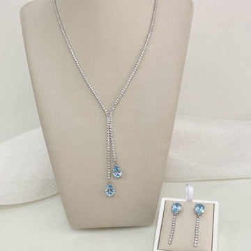 Conjunto Prata Riviera Cristal Pedra Azul
