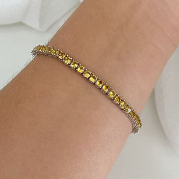 Pulseira Prata Riviera Amarela 18cm