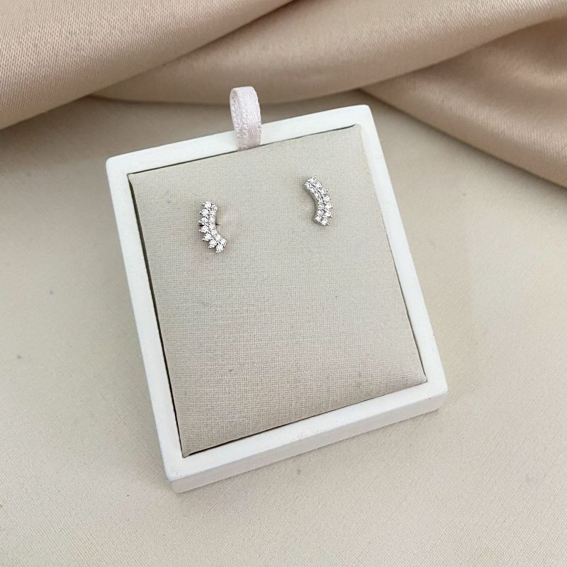 Brinco Prata Earcuff Cravejado Pequeno 1mm